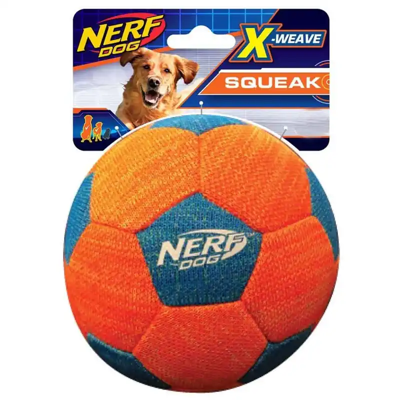 NERF Dog Foam X-weave Squeak Fotboll Orange Blå Expressleverans