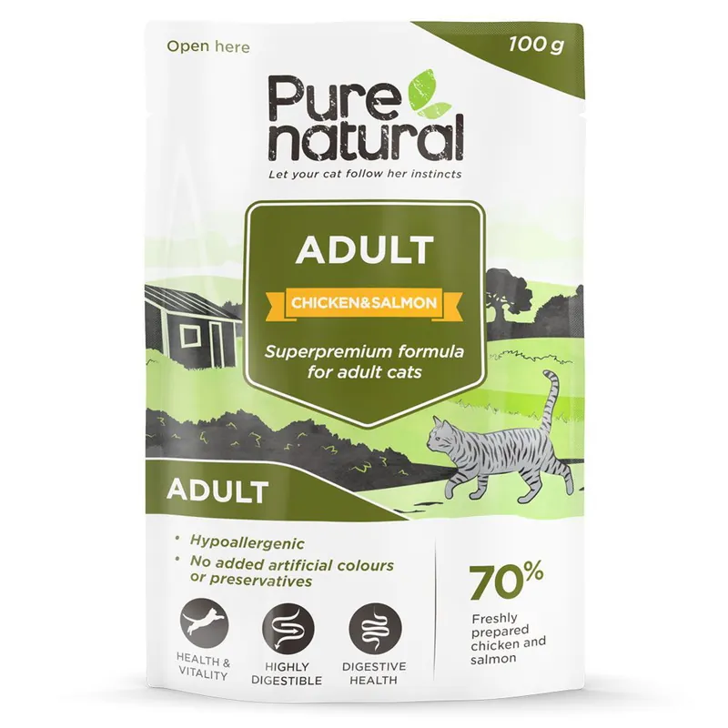 Trygg betalning Purenatural Cat Adult Chicken & Salmon 100 g