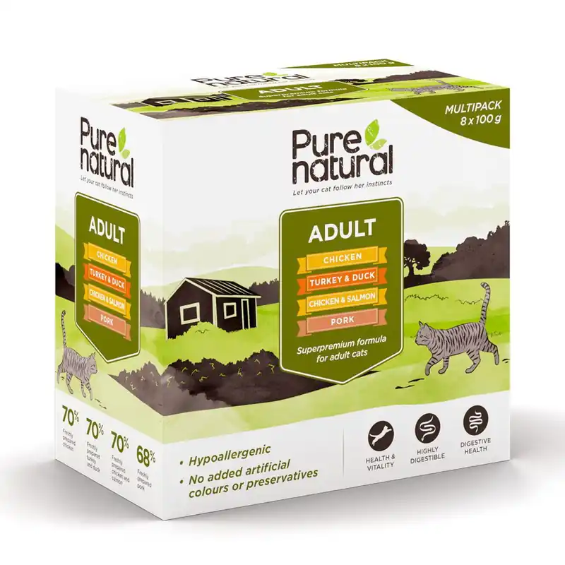 Bästa pris Purenatural Cat Adult Multipack 8x100 g
