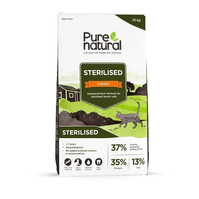 Begränsad tid Purenatural Cat Senior Sterilised Turkey (10 kg)