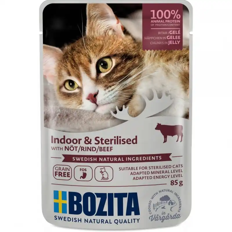Beställ nu Bozita Indoor & Sterilised Nöt i Gelé 85 g
