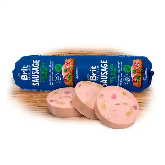 Beställ nu Brit Premium Köttkorvar Kalkon & Ärtor