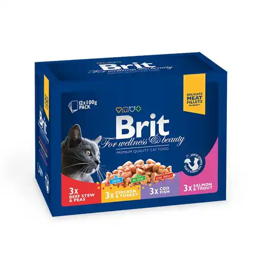Brit Premium Multipack Fisk & Kött Bitar i Sås 12x100 g Köp online