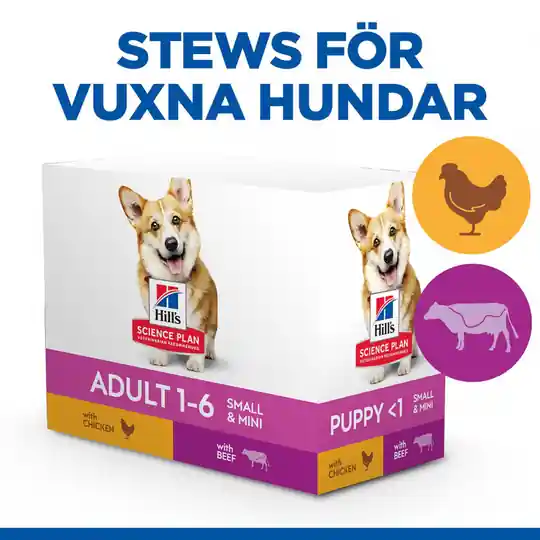 Hill‘s Science Plan Canine Adult Small & Mini Stews Chicken & Beef 12x80 g Säker betalning