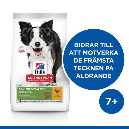 Hill‘s Science Plan Dog Mature Adult 7+ Senior Vitality Medium Chicken (2,5 kg) Snabb leverans