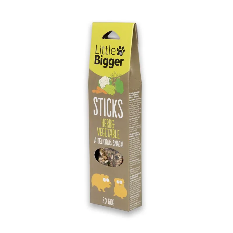 Kundfavorit Little&Bigger Sticks Smådjur Örter & Grönsaker 2x60 g