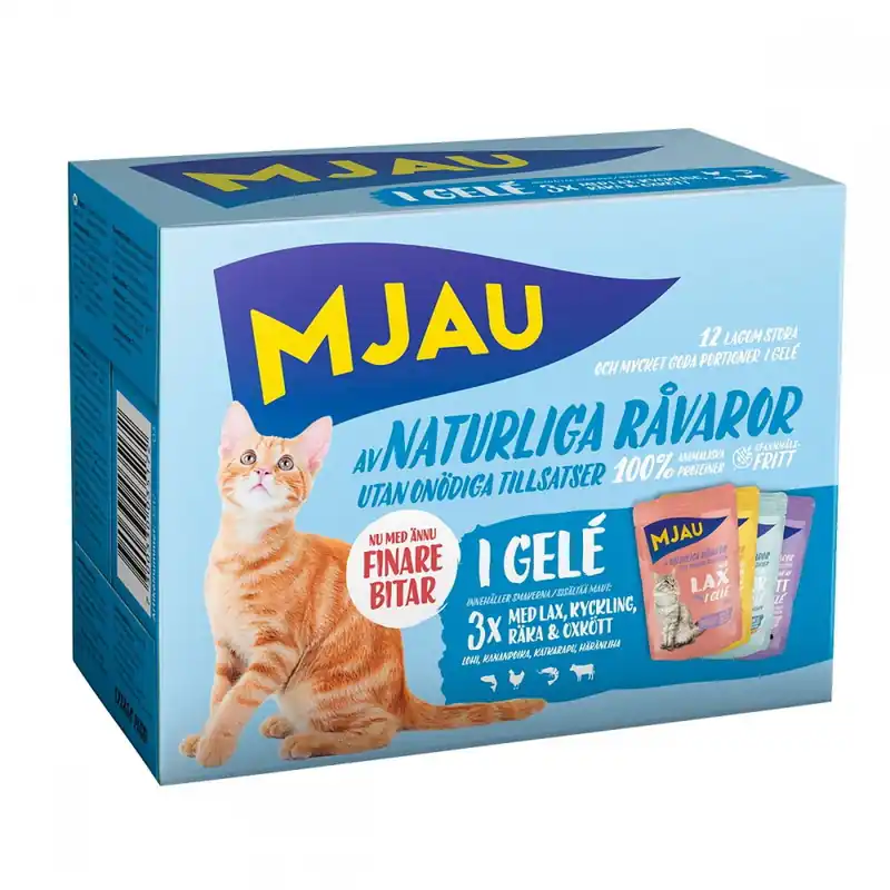 Mjau Multipack Kött- och Fisksmaker i Gelé 12x85 g Nyhet