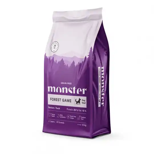 Rabatt Monster Dog Adult All Breeds Grain Free Forest Game Venison & Duck (12 kg)