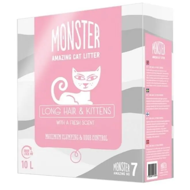 Billigare Monster Kattsand Long Hair & Kittens Scented 10 liter