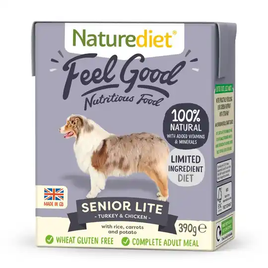 I lager Naturediet Feel Good Senior Lite Kalkon & Kyckling (390 g)