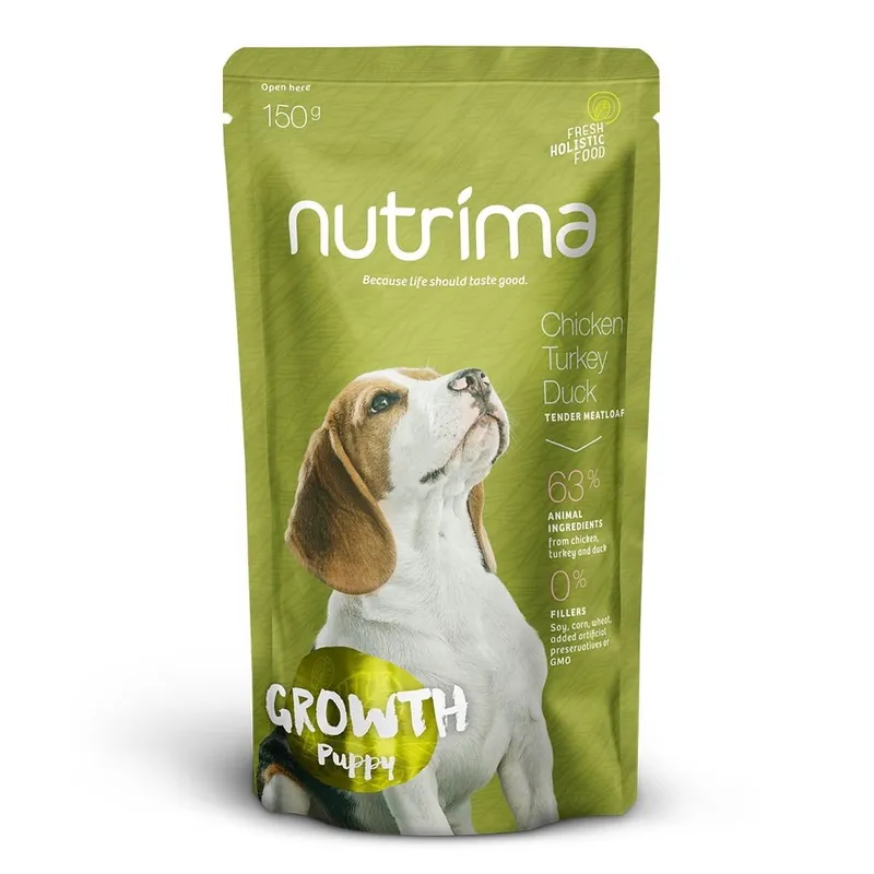 Rabatter Nutrima Growth Puppy Kyckling, Kalkon & Anka 150 g