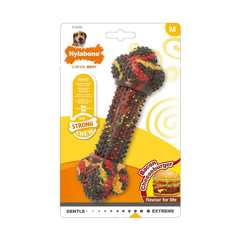Nyhet Nylabone Strong Bacon Cheeseburger (M)