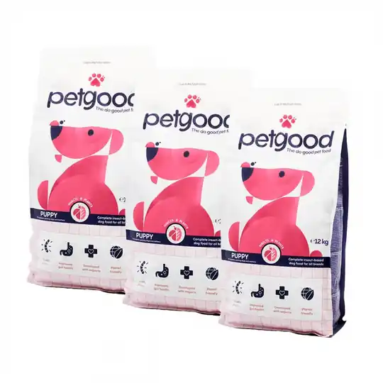 Petgood Puppy & Junior Insektsfoder 3x5 kg Rabatter