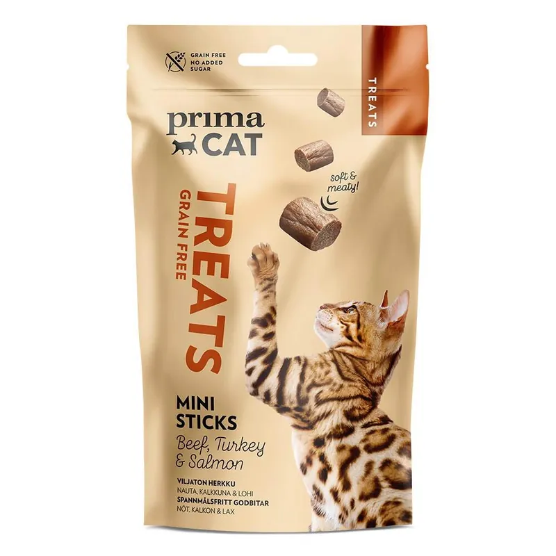 PrimaCat Softy Grain Free Mini Sticks Beef, Turkey & Salmon 50 g Billig