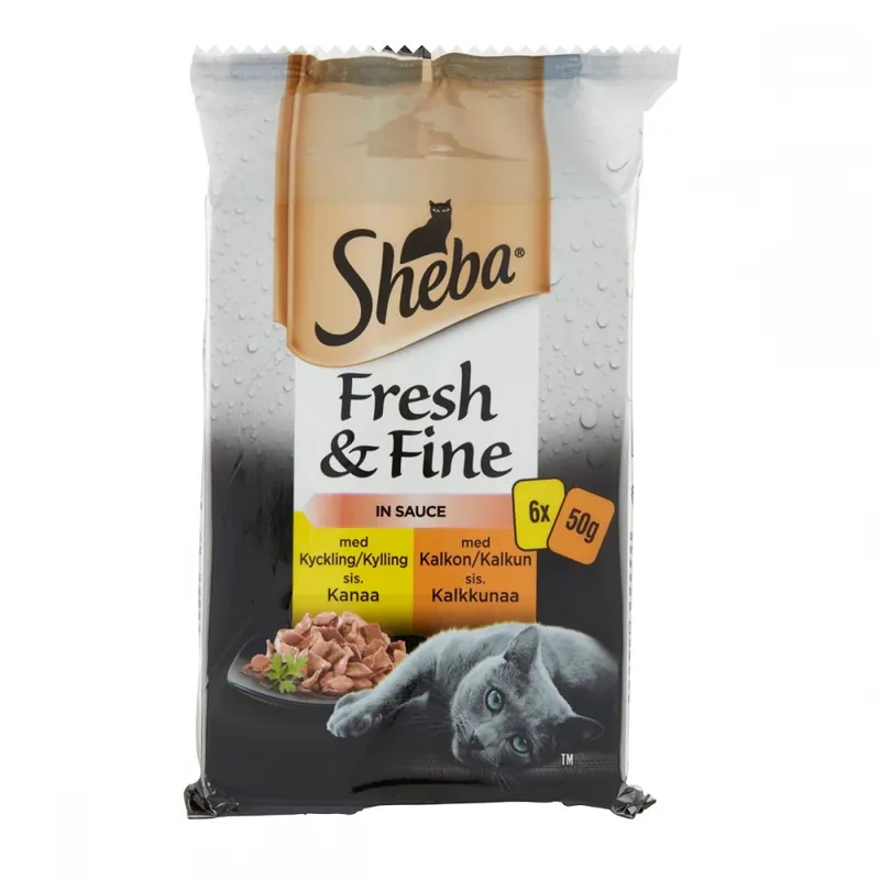 Sheba Fresh & Fine Kyckling och Kalkon Mix 6x50 g Kampanjpris