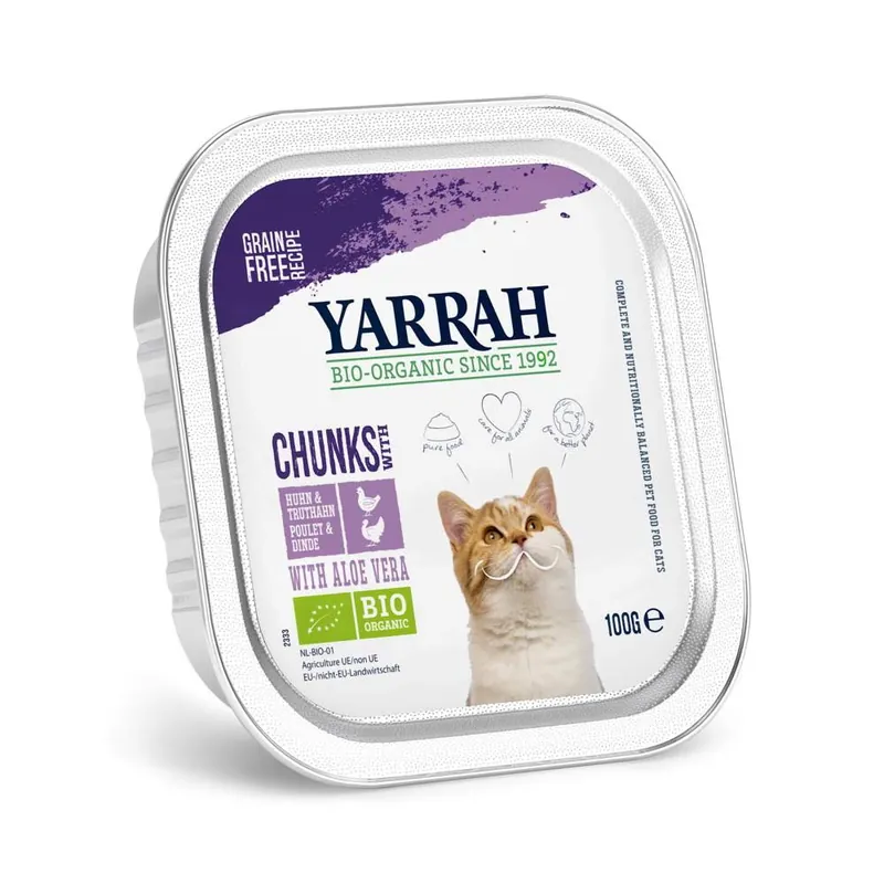 Yarrah Organic Cat Chicken & Turkey Chunks Grain Free Rea