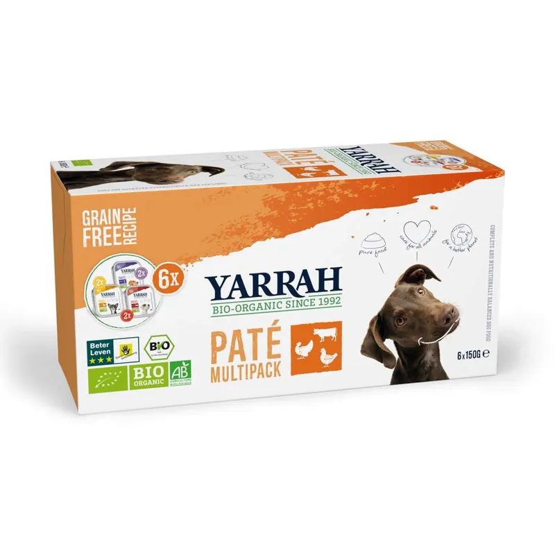 Yarrah Organic Dog MultiPack Paté Grain Free 6 x 150 g Nyhet