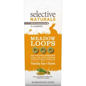 Beställ nu Gnagargodis Selective Naturals Meadow Loops Hö och Timjan, 80 g