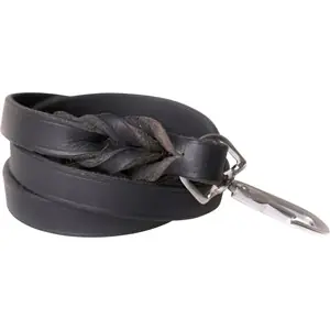 Hundkoppel Pritax Läder Svart - SVART, 10MM Extra rabatt