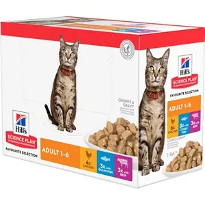 Begränsad tid Kattmat Hill‘s Science Plan Adult Chicken, Beef and Ocean Fish 12x85 g