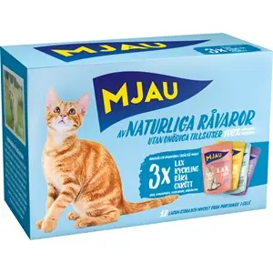 Kattmat Mjau Menybox Kött och fisk, 12 x 85 g Rea