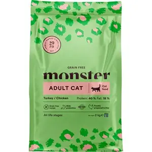 Begränsad tid Kattmat Monster Cat Grain Free Adult Turkey/Chicken 2 kg