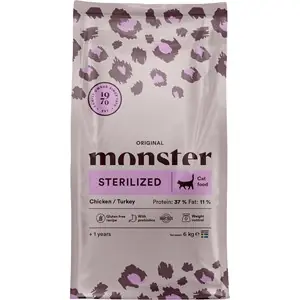 Extra rabatt Kattmat Monster Cat Original Sterilized Chicken/Turkey 6 kg