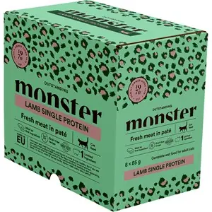 Billigare Kattmat Monster Cat Pouches Adult Lamb, 8x85 g