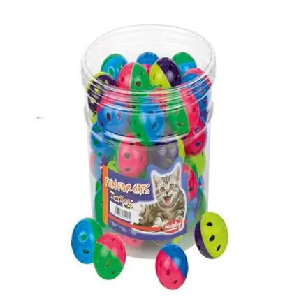 Billig Katt Plast boll m klocka 4cm