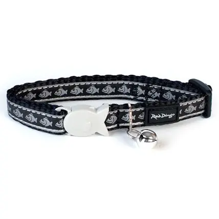 Katthalsband fashion fisk reflex svart Expressleverans