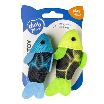 Snabb leverans Kattleksaker Flash Fiskar Blå/Grön Neon 2pack