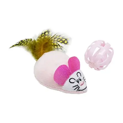 Kattleksaker Rosa fjädermus och pinglande boll Utförsäljning