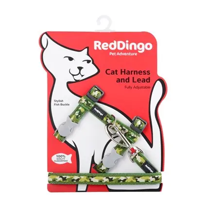Premium RedDingo Kattsele Grön Camouflage