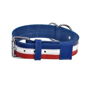 Köp online Bobby Henri Läderhalsband - Blå / Vit / Röd (55 cm)