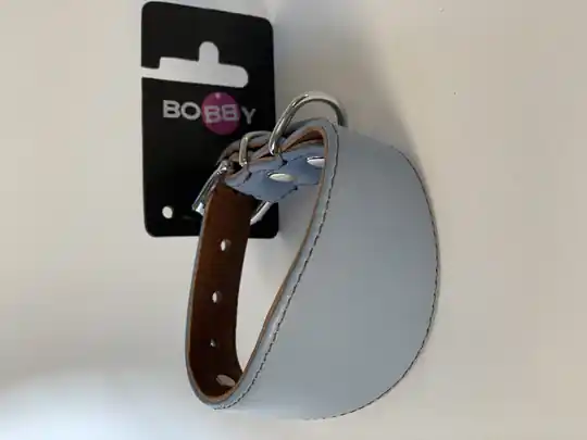 Bobby Levrier Nicky Läderhalsband - Blågrå (30 cm) Sista chansen