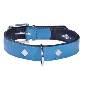 Bobby Tomy Läderhalsband - Påfågelblå (40 cm) Sista chansen