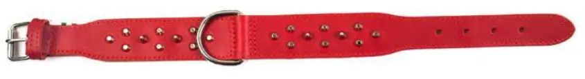 Leopet Pitbull Läderhalsband med Nitar - Röd (50 cm) Handla nu