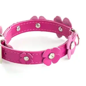 Begränsat erbjudande Martin Sellier Fyrklöver Läderhalsband- Fuchsia (35 cm x 2 cm)