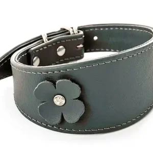 Handla nu Martin Sellier Fyrklöver Whippet Läderhalsband - Grå (34 cm)