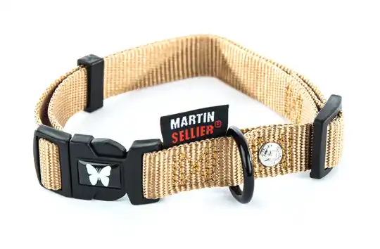 Nyhet Martin Sellier Justerbart Nylonhalsband - Beige (40 cm)