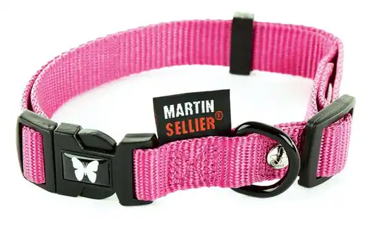 Premium Martin Sellier Justerbart Nylonhalsband - Rosa (30 cm)