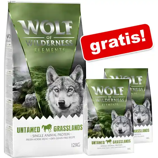 Billigare 12 + 2 kg på köpet! 14 kg Wolf of Wilderness monoprotein torrfoder - Fiery Volcanoes - Lamb