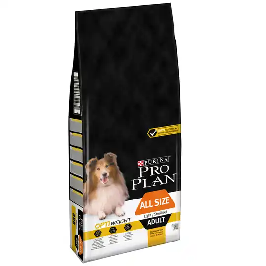 12/14 kg Pro Plan hundmat + 2/2,5 kg på köpet! PURINA PRO PLAN All Size Adult Light/Sterilised OPTIWEIGHT (14 + 2,5 kg på köpet) Snabb leverans