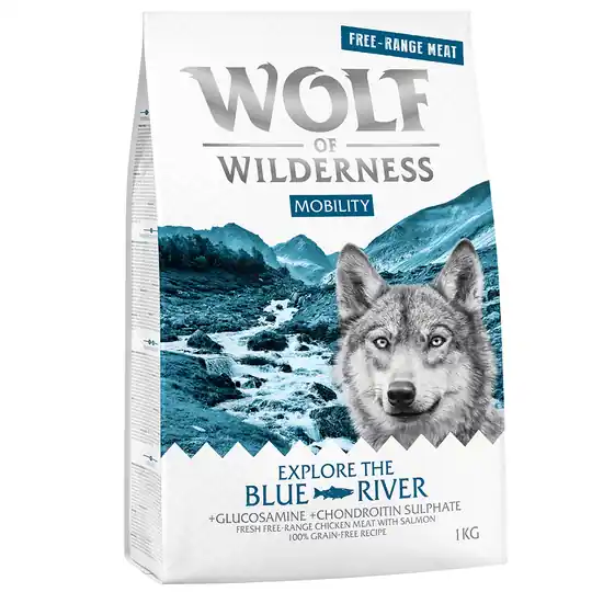 Beställ idag 2 + 1 på köpet! 3 x 1 kg Wolf of Wilderness - Adult Explore The Blue River Mobility - Free Range Chicken