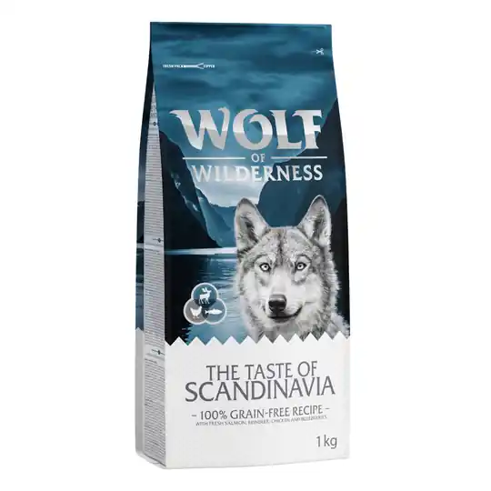 2 + 1 på köpet! 3 x 1 kg Wolf of Wilderness - Adult The Taste of Scandinavia Fynd