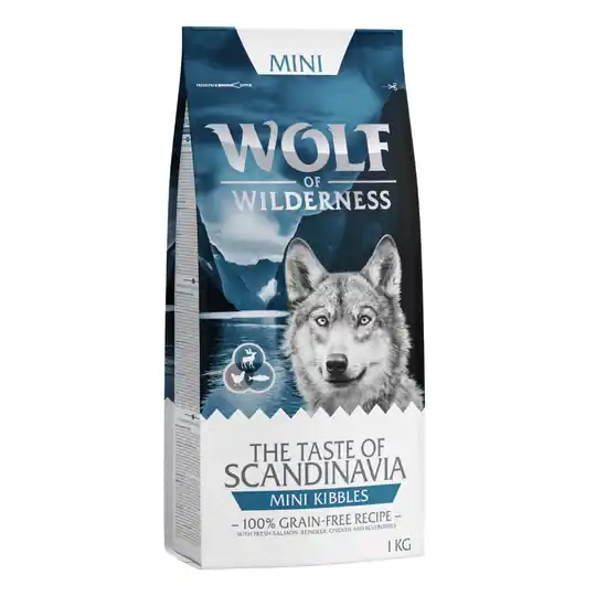 Erbjudande 2 + 1 på köpet! 3 x 1 kg Wolf of Wilderness - Adult The Taste of Scandinavia - Mini