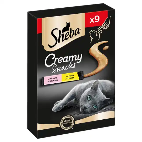 3 + 1 på köpet! 4 x Sheba Creamy Snacks - Kyckling + Lax (4 x 9 x 12 g) Erbjudandepris