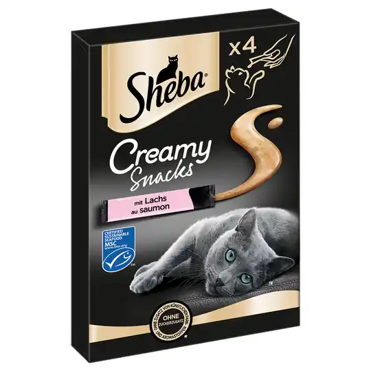 Expressleverans 3 + 1 på köpet! 4 x Sheba Creamy Snacks - Lax (4 x 4 x 12 g)