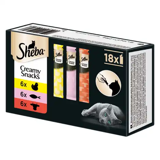 3 + 1 på köpet! 4 x Sheba Creamy Snacks - Multipack (4 x 18 x 12 g) Erbjudande