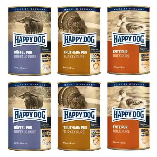 Rea 5 + 1 på köpet! 6 x 400 g Happy Dog Sensible Pure - Mix (3 sorter)